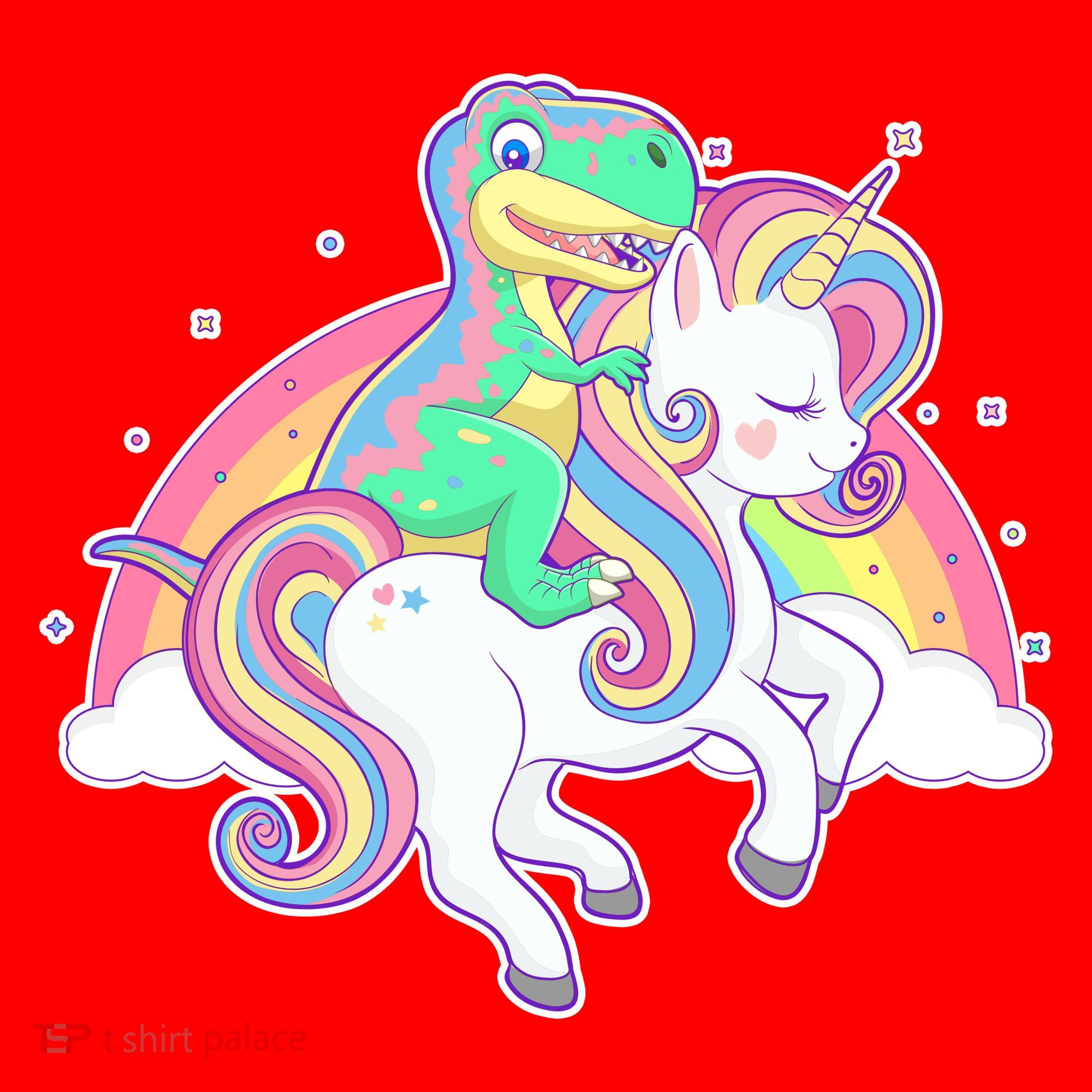 Pastel T-Rex Riding Magical Unicorn Funny Cute Santa Hat