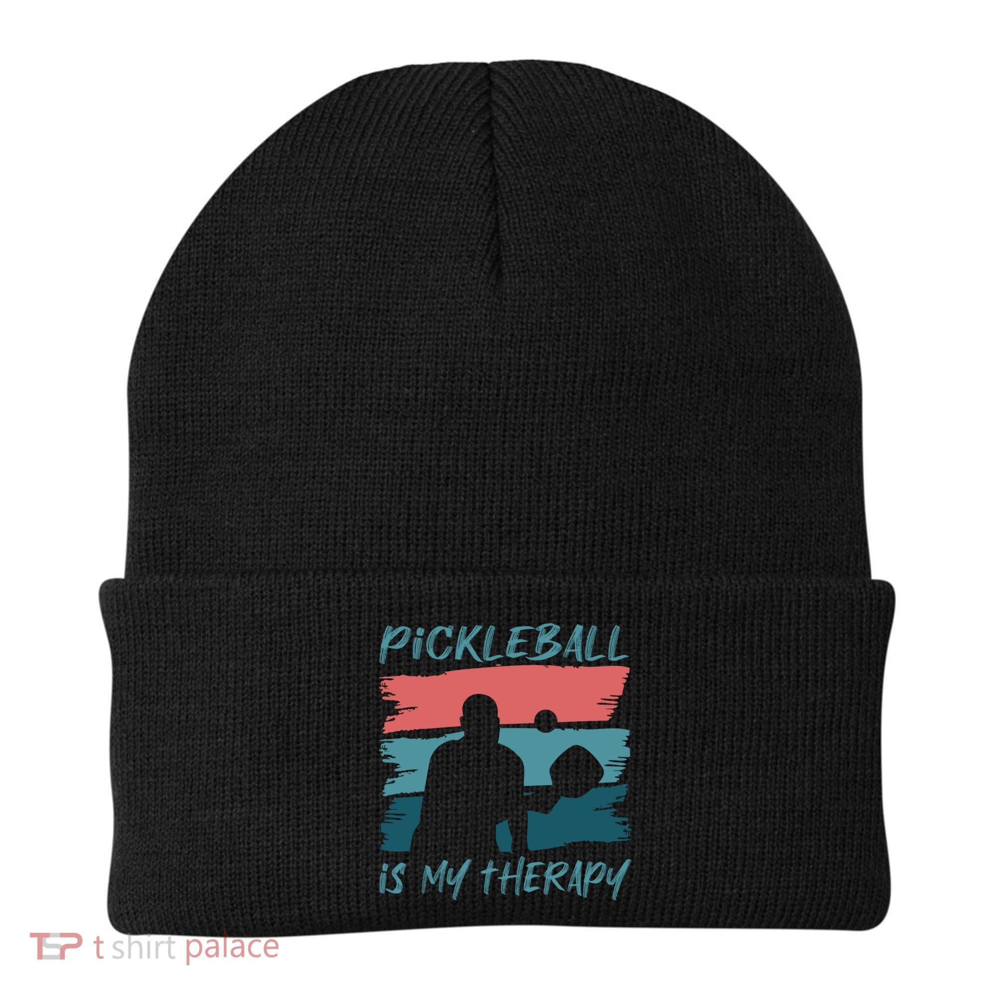 Pickleball As Therapy Funny Saying Hobby Sports Cool Gift Beanie