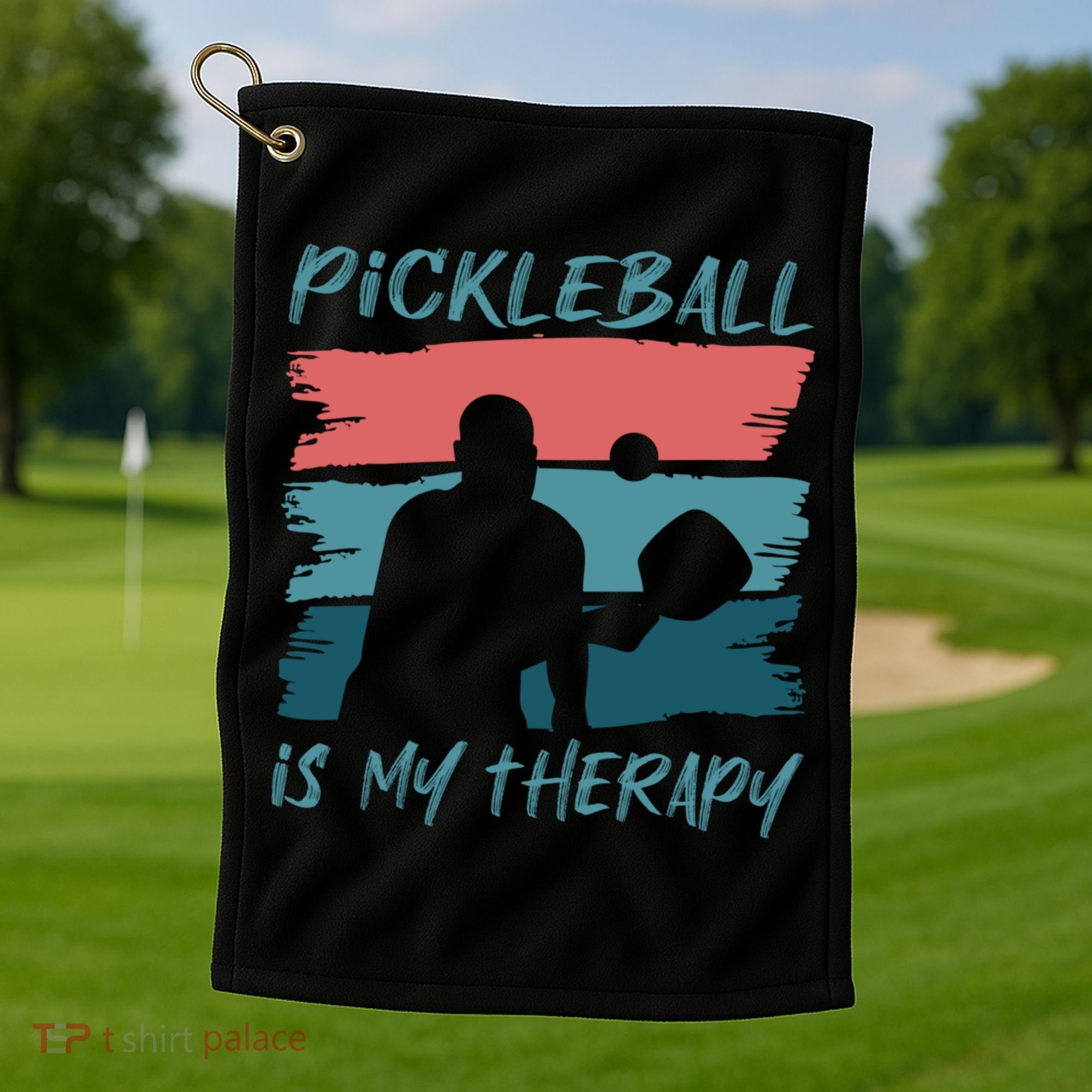 Pickleball As Therapy Funny Saying Hobby Sports Cool Gift Golf Towel