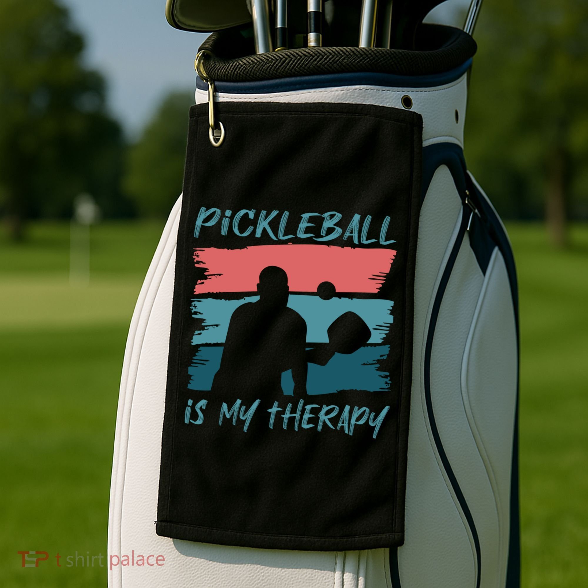 Pickleball As Therapy Funny Saying Hobby Sports Cool Gift Golf Towel