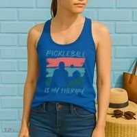 Pickleball As Therapy Funny Saying Hobby Sports Cool Gift Women's Tank Top thumb 2