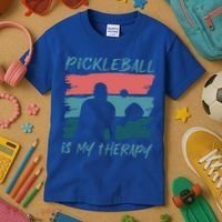 Pickleball As Therapy Funny Saying Hobby Sports Cool Gift Kids T-Shirt thumb 3