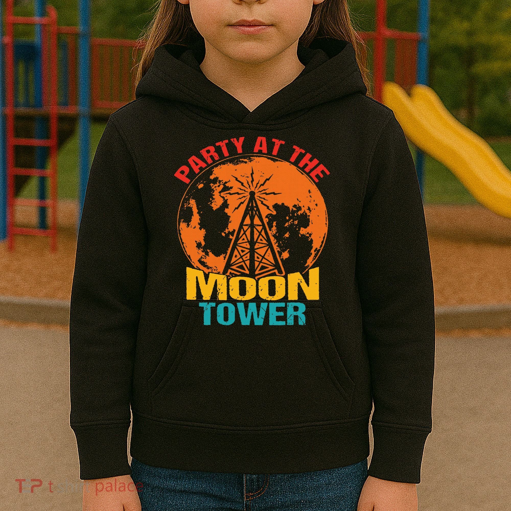 Party At The Moon Tower Kids Hoodie