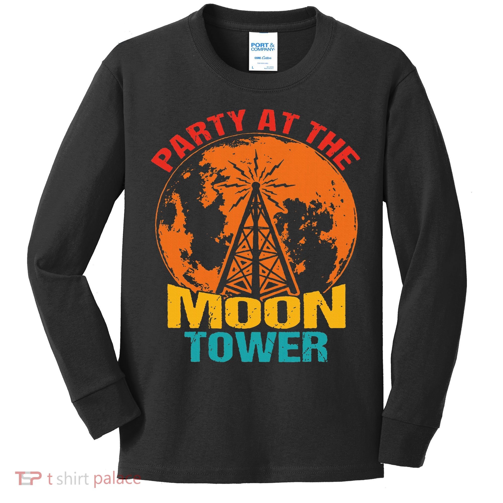 Party At The Moon Tower Kids Long Sleeve Shirt
