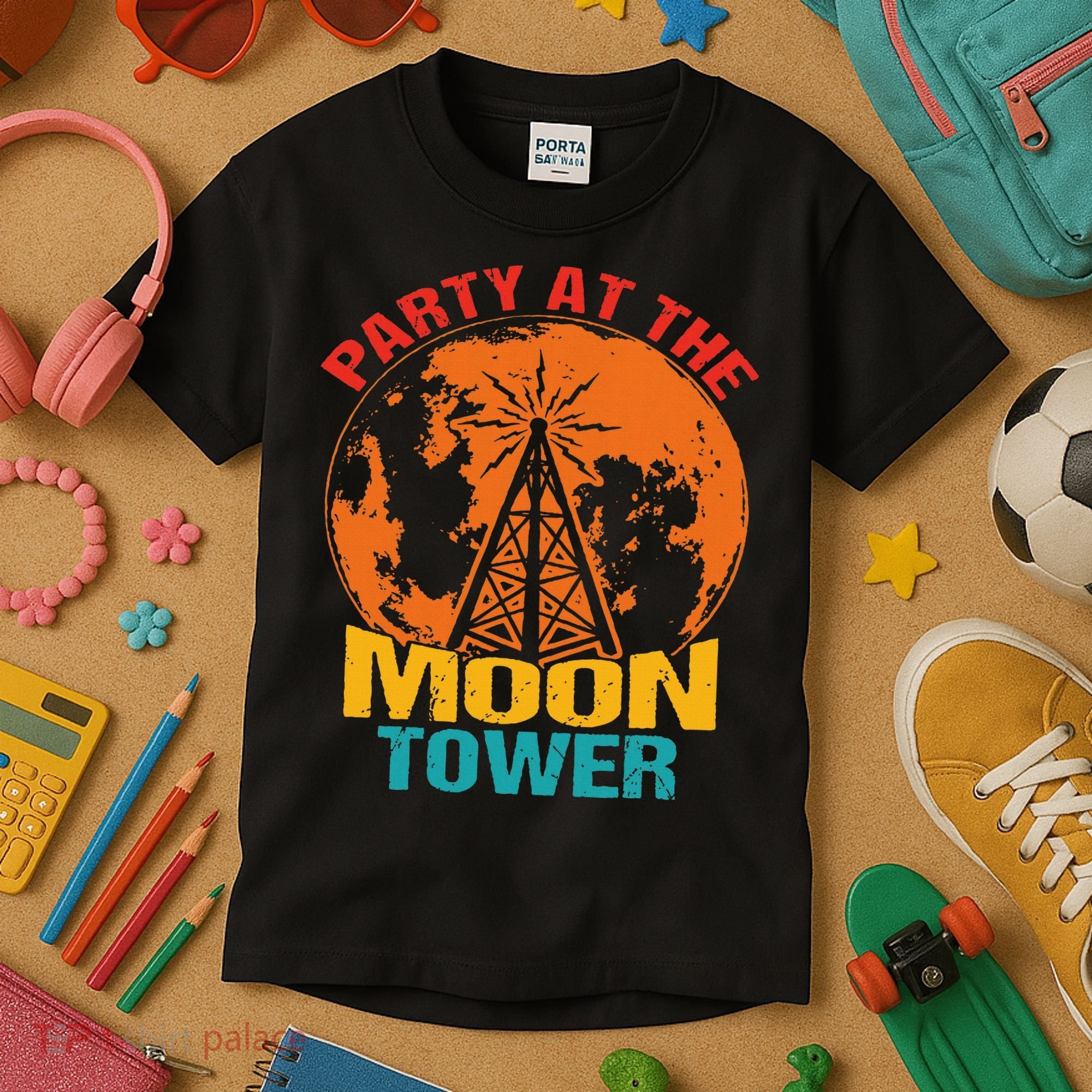 Party At The Moon Tower Kids T-Shirt