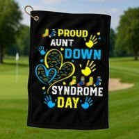 Proud Aunt T21 World Down Syndrome Awareness Day Golf Towel thumb 1