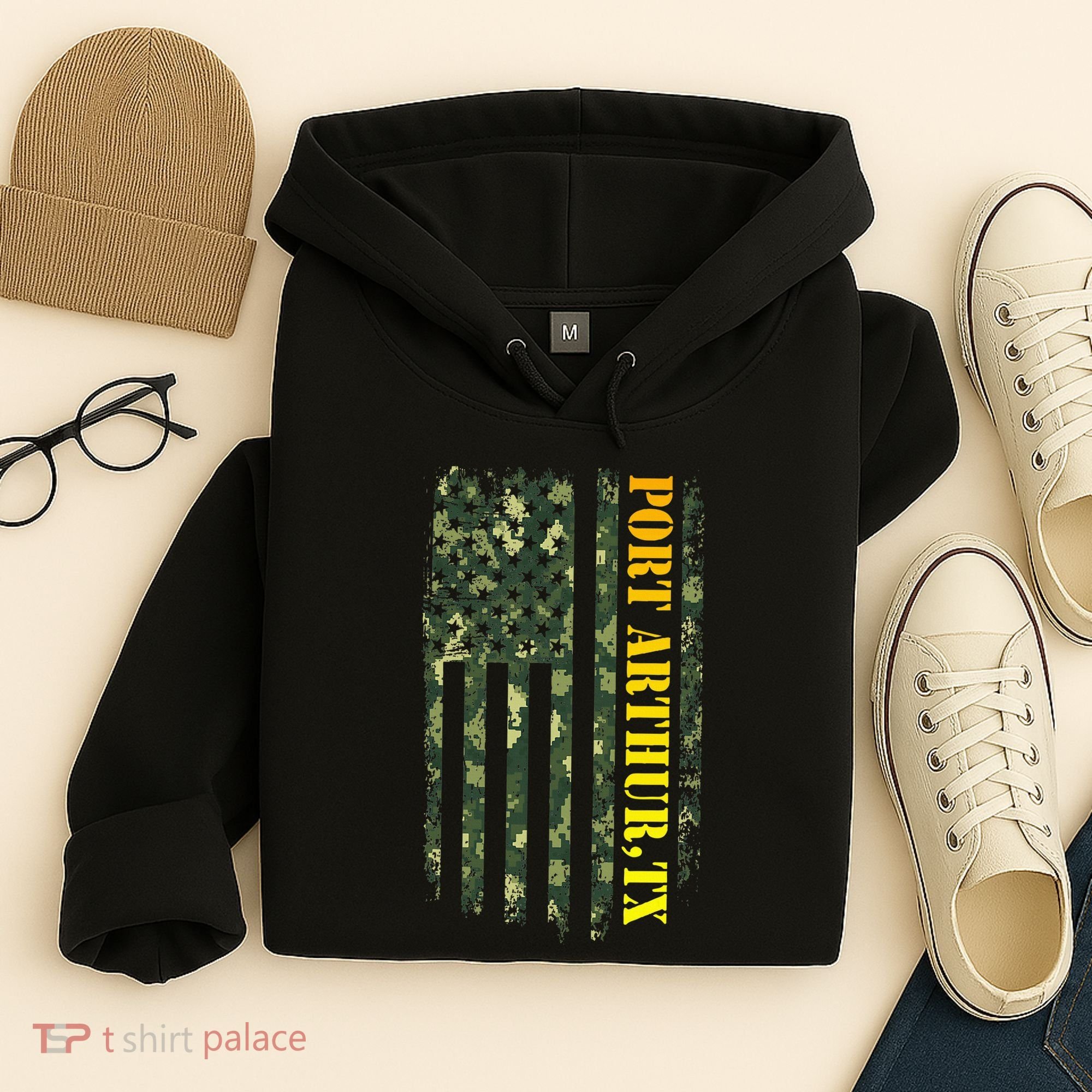 Port Arthur Texas Camouflage Usa Flag Hoodie