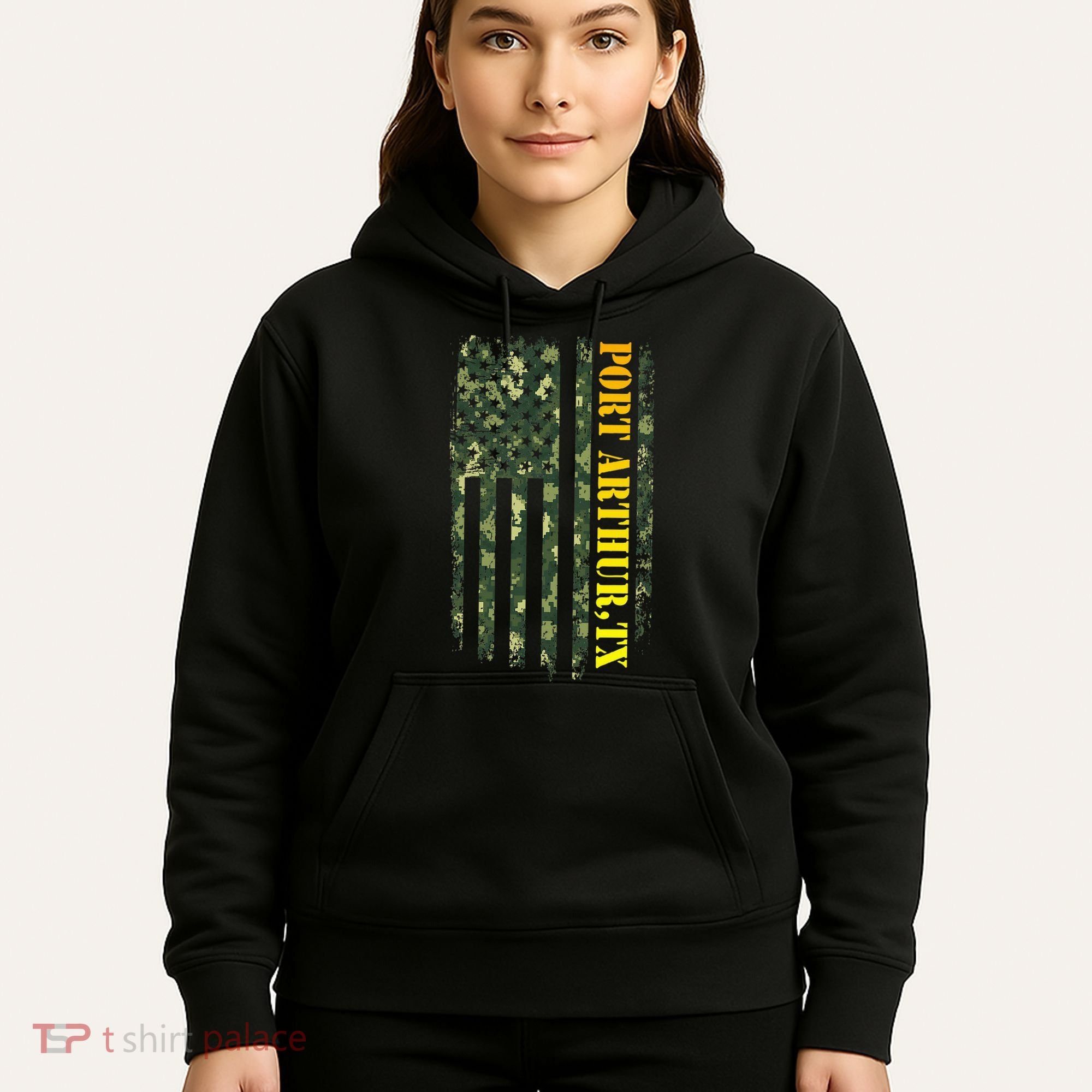 Port Arthur Texas Camouflage Usa Flag Hoodie