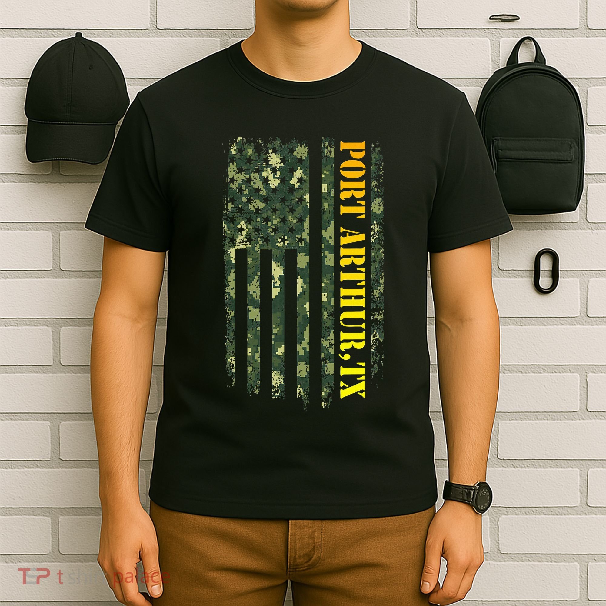 Port Arthur Texas Camouflage Usa Flag T-Shirt