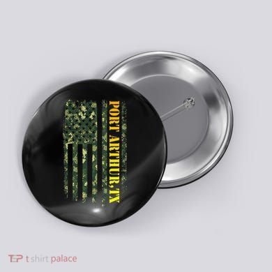 Port Arthur Texas Camouflage Usa Flag Button