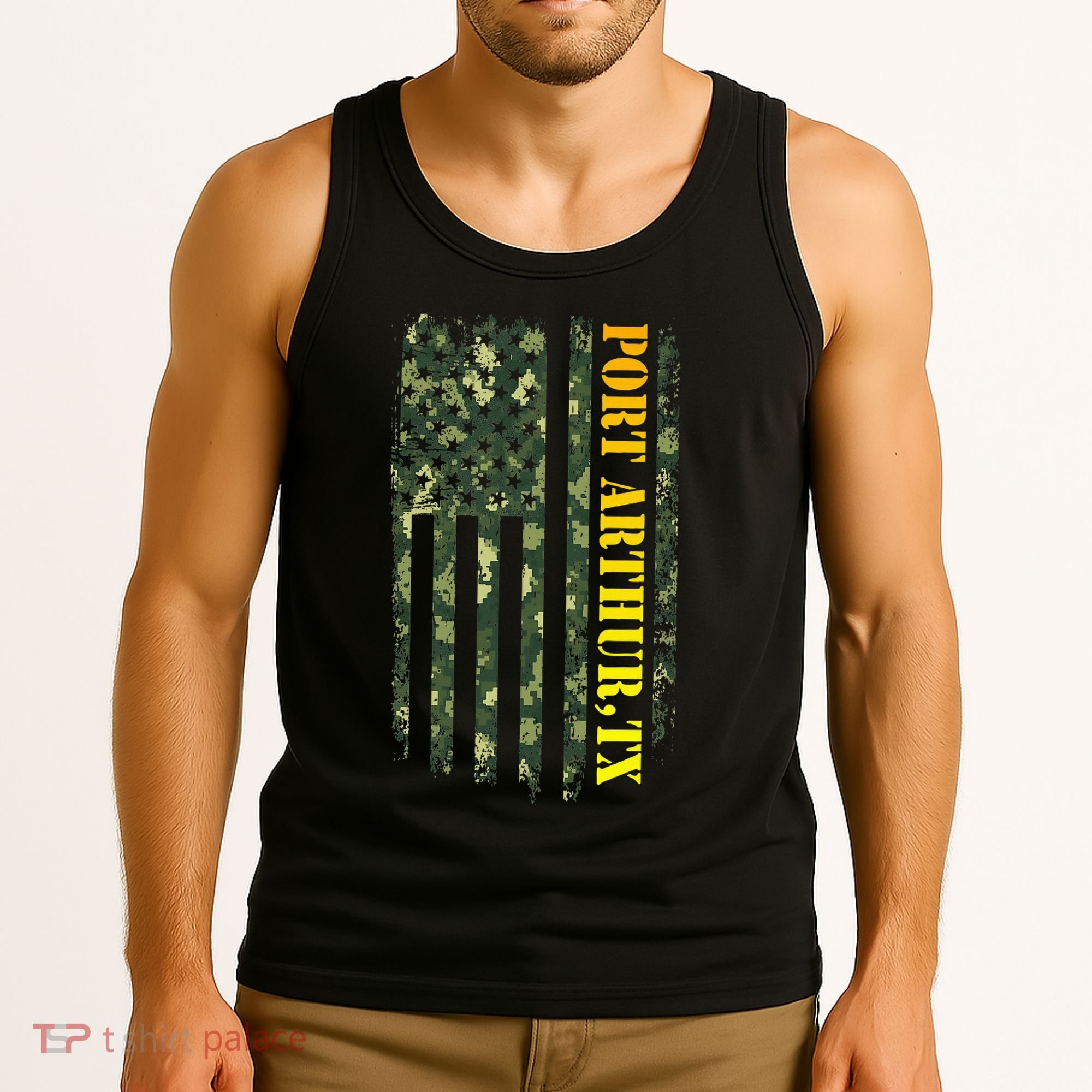 Port Arthur Texas Camouflage Usa Flag Tank Top