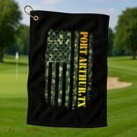 Port Arthur Texas Camouflage Usa Flag Golf Towel thumb 1
