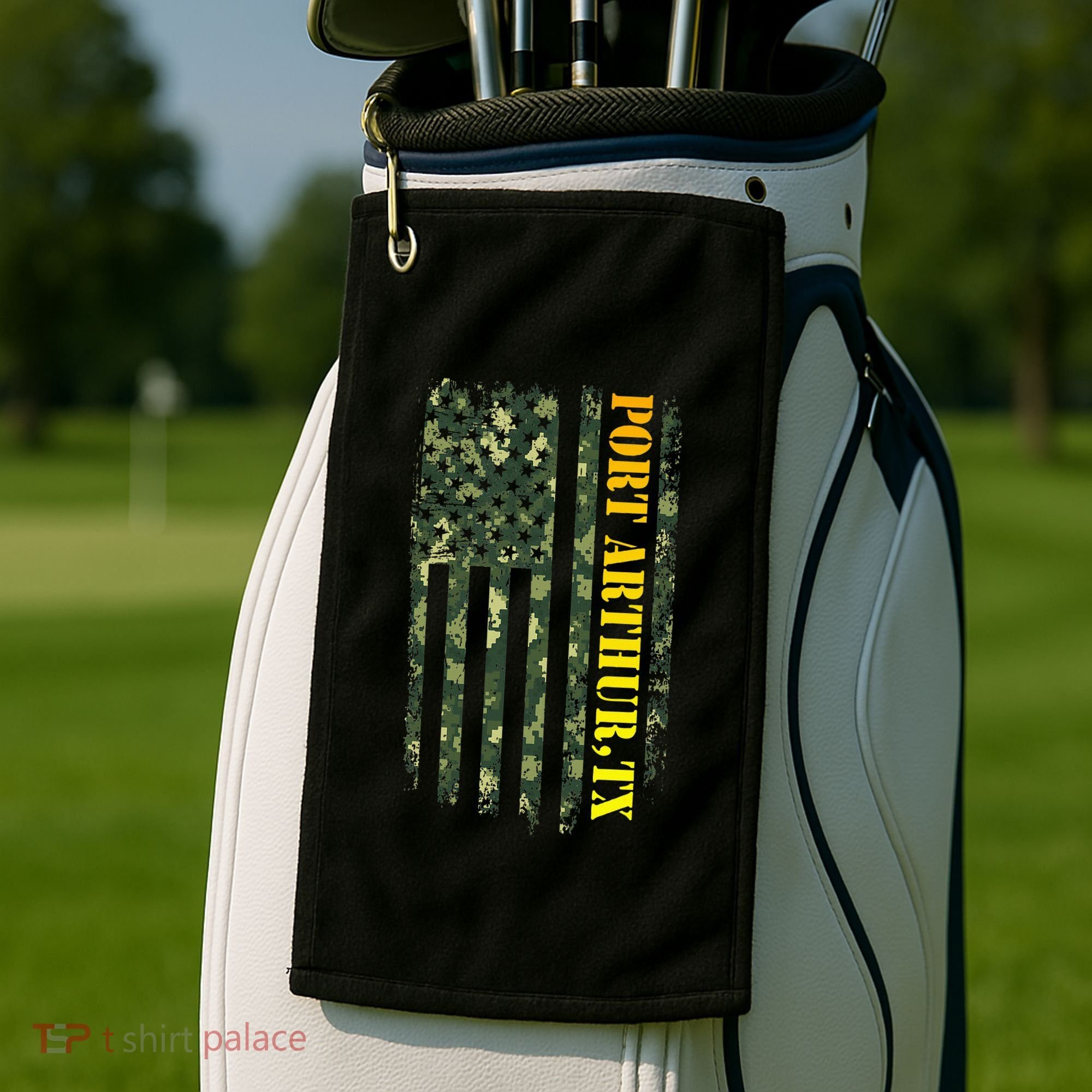 Port Arthur Texas Camouflage Usa Flag Golf Towel