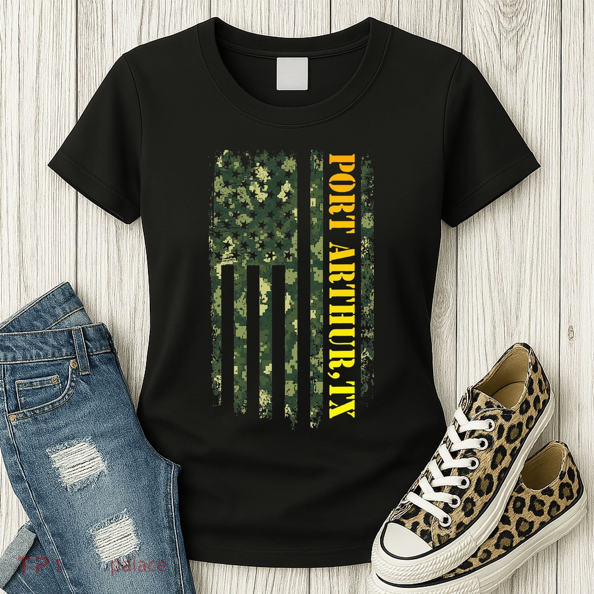 Port Arthur Texas Camouflage Usa Flag Women's T-Shirt
