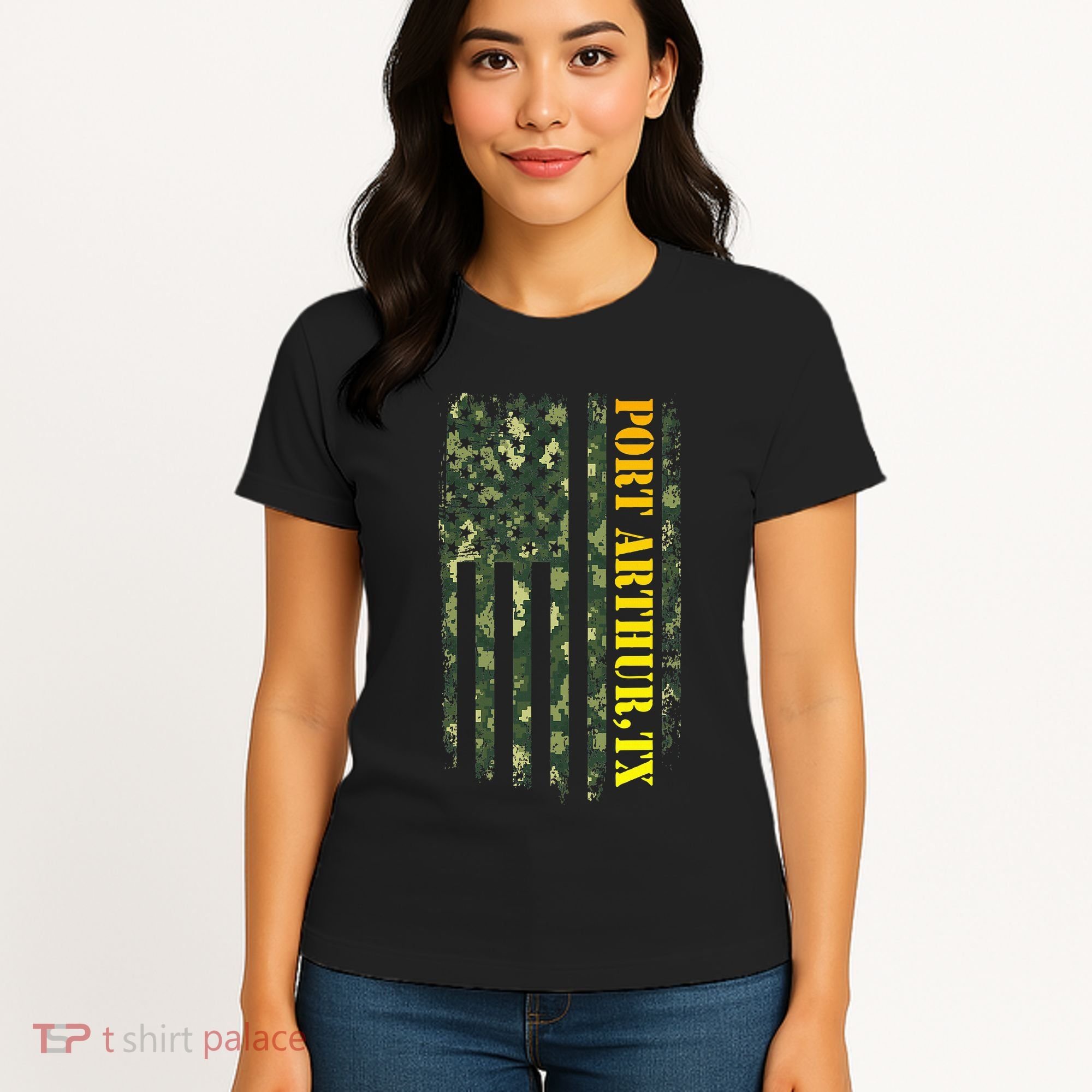 Port Arthur Texas Camouflage Usa Flag Women's T-Shirt