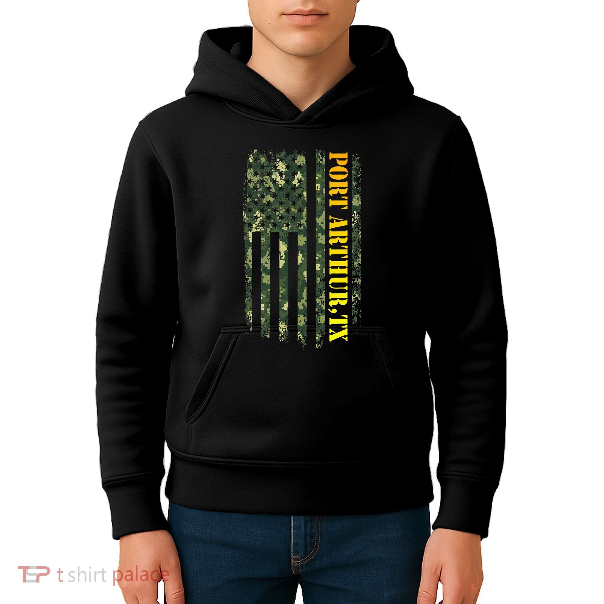 Port Arthur Texas Camouflage Usa Flag Kids Hoodie
