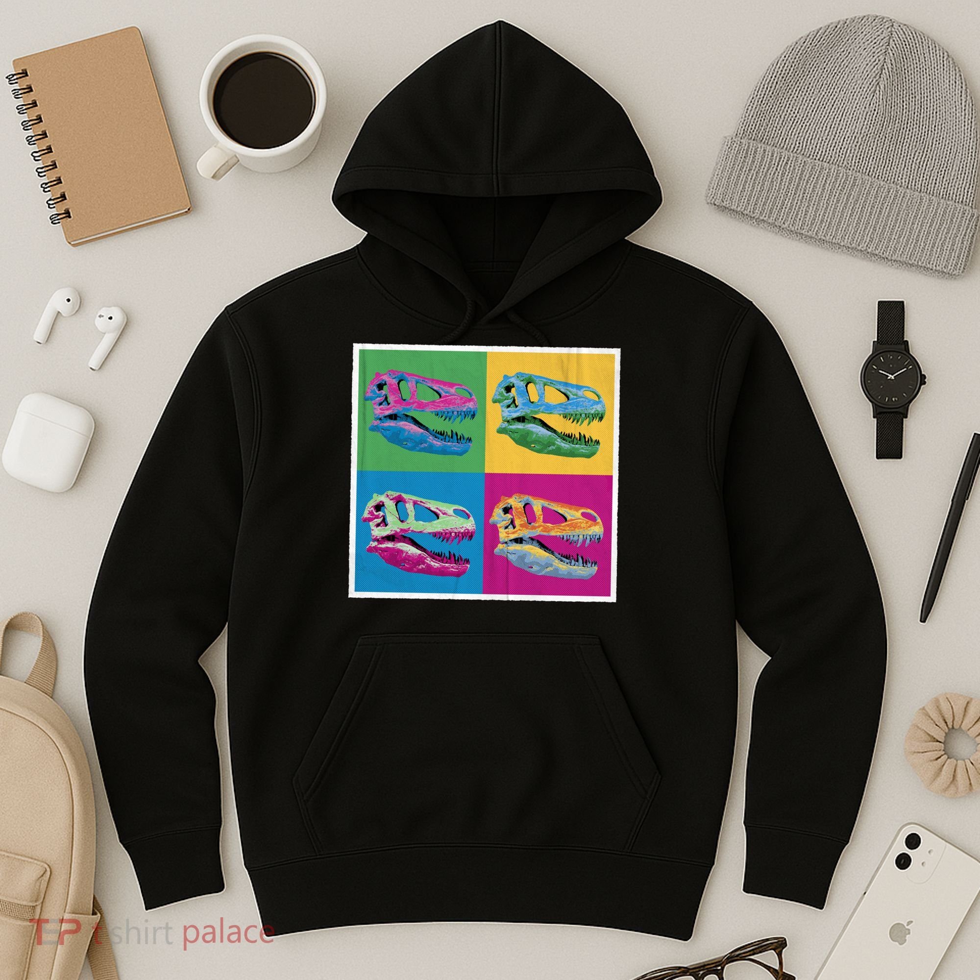 Pop Art TRex Skeleton Tyrannosaurus Rex Hoodie