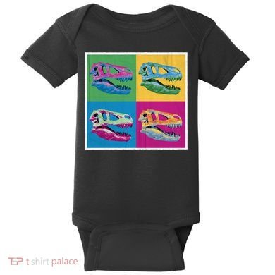 Pop Art TRex Skeleton Tyrannosaurus Rex Baby Bodysuit