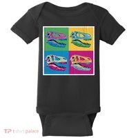 Pop Art TRex Skeleton Tyrannosaurus Rex Baby Bodysuit thumb 0