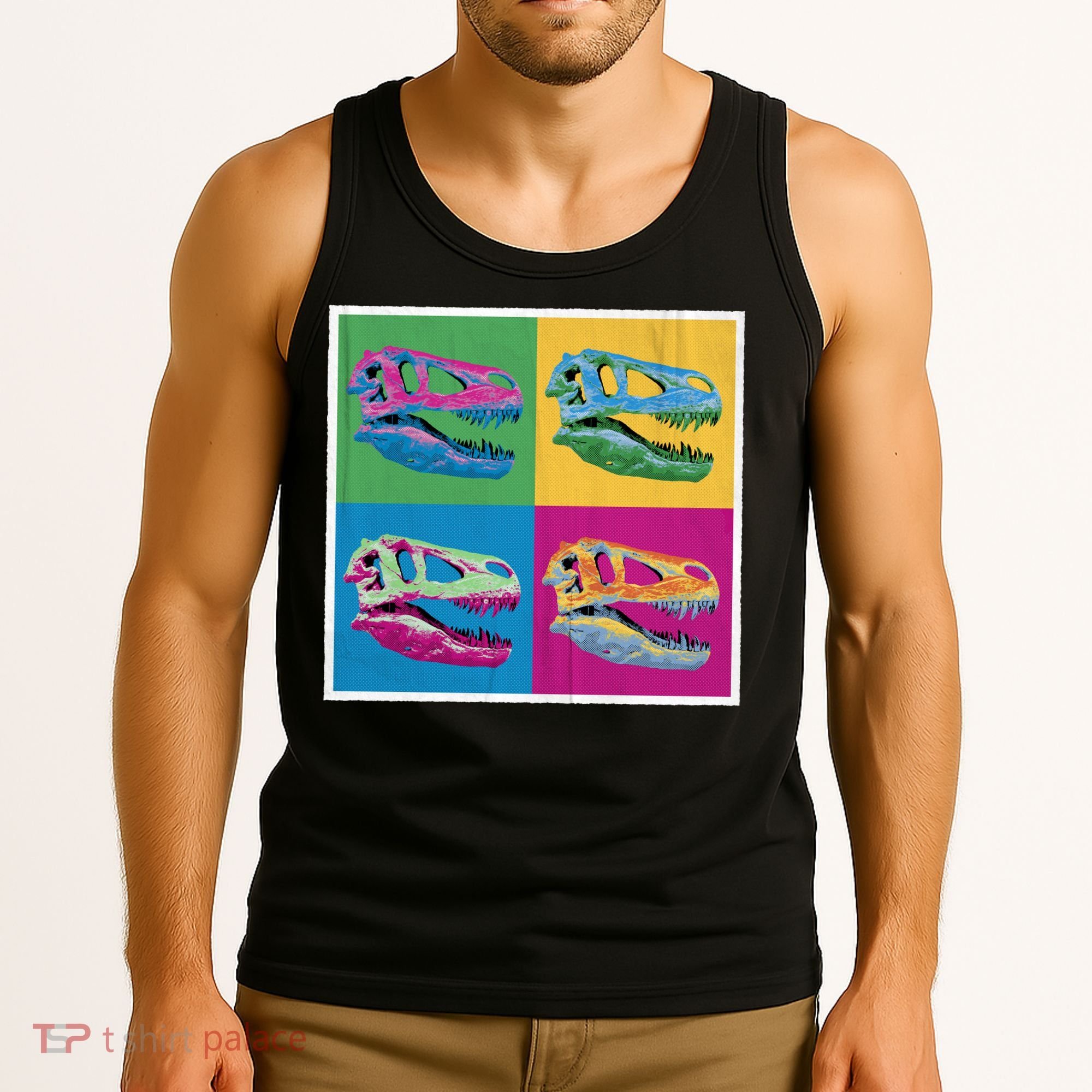 Pop Art TRex Skeleton Tyrannosaurus Rex Tank Top