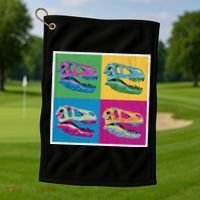 Pop Art TRex Skeleton Tyrannosaurus Rex Golf Towel thumb 1