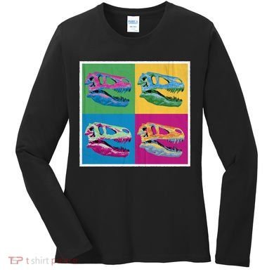 Pop Art TRex Skeleton Tyrannosaurus Rex Women's Long Sleeve Shirt