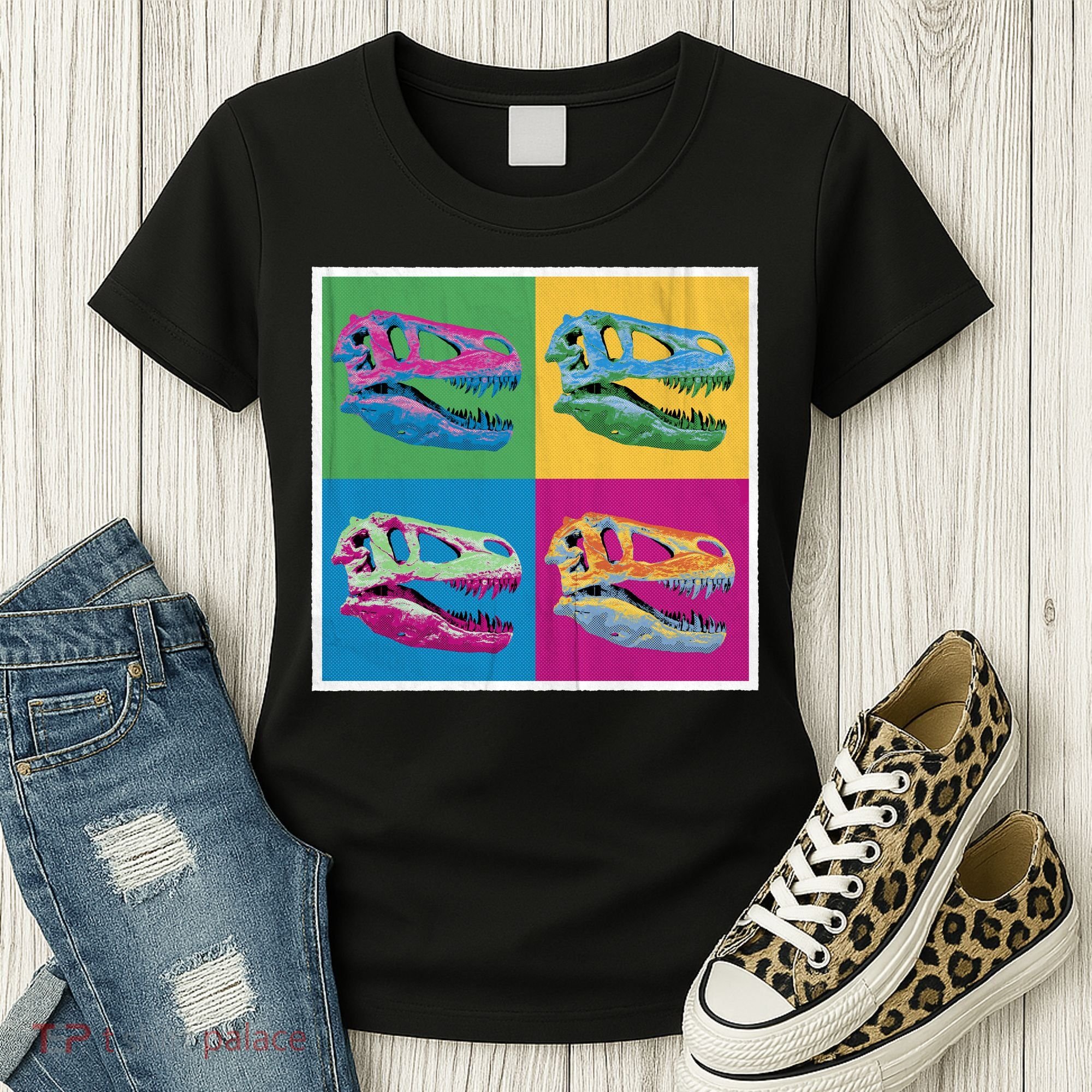 Pop Art TRex Skeleton Tyrannosaurus Rex Women's T-Shirt