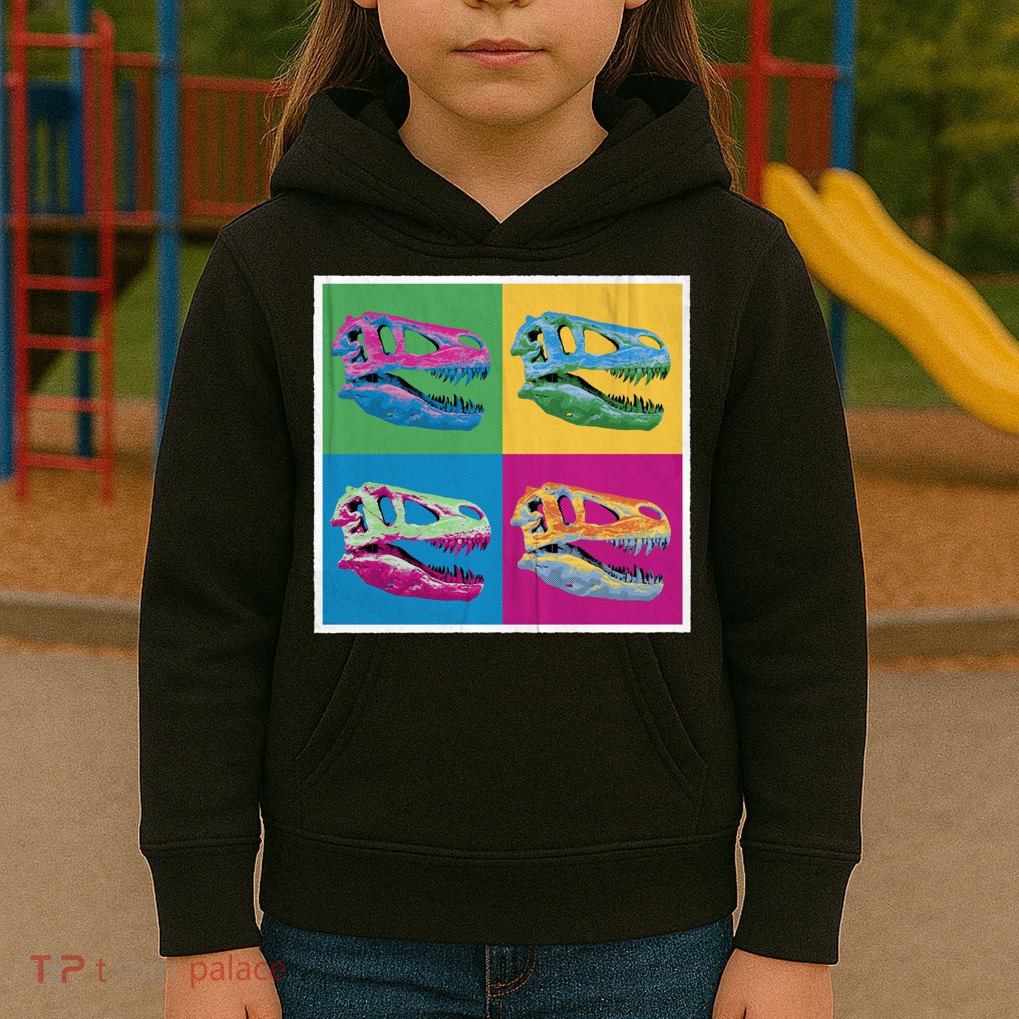Pop Art TRex Skeleton Tyrannosaurus Rex Kids Hoodie