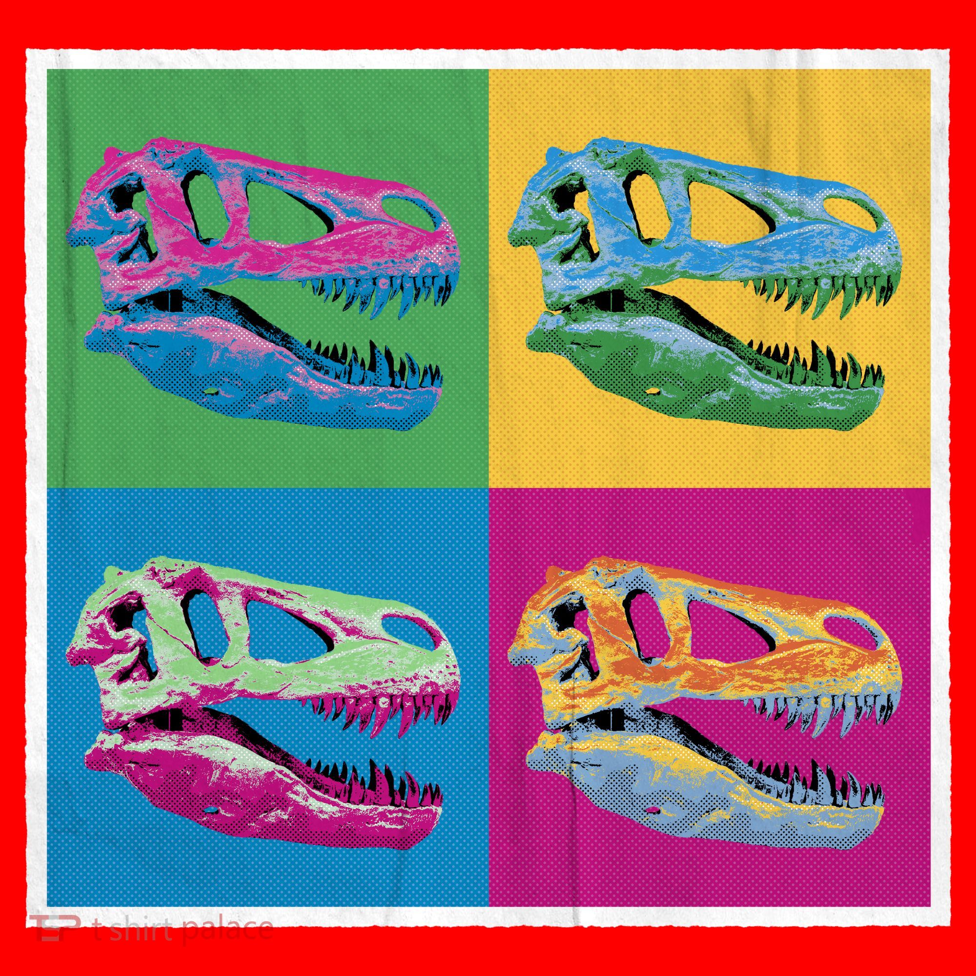 Pop Art TRex Skeleton Tyrannosaurus Rex Santa Hat