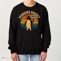 Penguins Against Tariffs Retro Funny Protest Women's Sweatshirt thumb 0