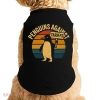 Penguins Against Tariffs Retro Funny Protest Doggie Tank thumb 0