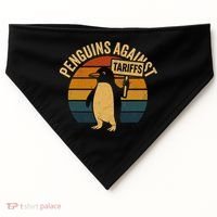 Penguins Against Tariffs Retro Funny Protest USA-Made Doggie Bandana thumb 0