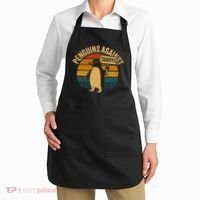 Penguins Against Tariffs Retro Funny Protest Apron thumb 2