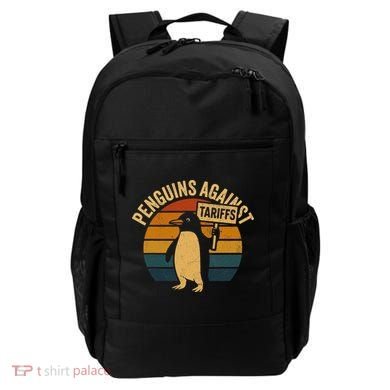 Penguins Against Tariffs Retro Funny Protest Backpack