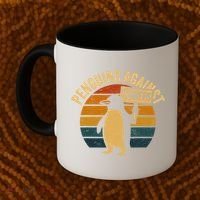 Penguins Against Tariffs Retro Funny Protest Coffee Mug thumb 2