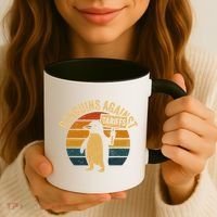 Penguins Against Tariffs Retro Funny Protest Coffee Mug thumb 3