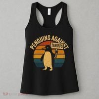 Penguins Against Tariffs Retro Funny Protest Women's Tank Top thumb 3