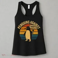 Penguins Against Tariffs Retro Funny Protest Women's Tank Top thumb 3