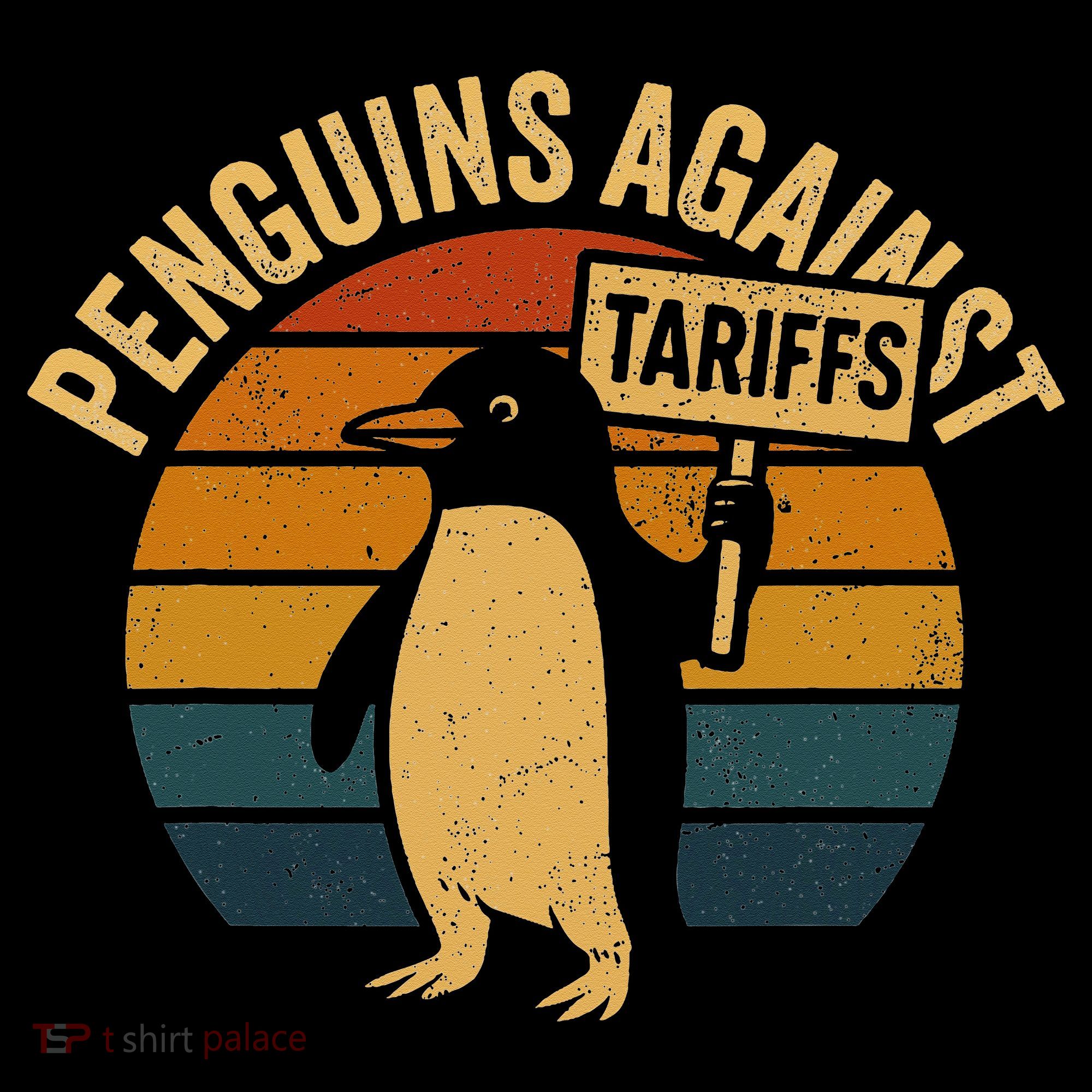 Penguins Against Tariffs Retro Funny Protest Toddler Hoodie