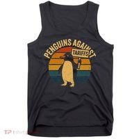 Penguins Against Tariffs Retro Funny Protest Tank Top thumb 0