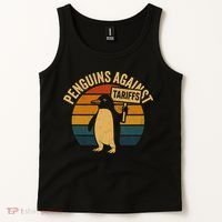 Penguins Against Tariffs Retro Funny Protest Tank Top thumb 2
