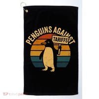 Penguins Against Tariffs Retro Funny Protest Golf Towel thumb 0
