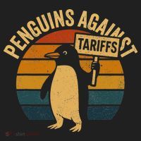 Penguins Against Tariffs Retro Funny Protest Golf Towel thumb 3