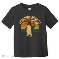 Penguins Against Tariffs Retro Funny Protest Toddler T-Shirt thumb 0