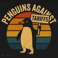 Penguins Against Tariffs Retro Funny Protest Women's T-Shirt thumb 6