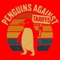 Penguins Against Tariffs Retro Funny Protest Santa Hat thumb 1