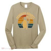 Penguins Against Tariffs Retro Funny Protest Long Sleeve Shirt thumb 0