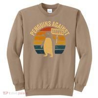 Penguins Against Tariffs Retro Funny Protest Sweatshirt thumb 0