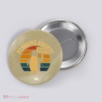 Penguins Against Tariffs Retro Funny Protest Button thumb 0