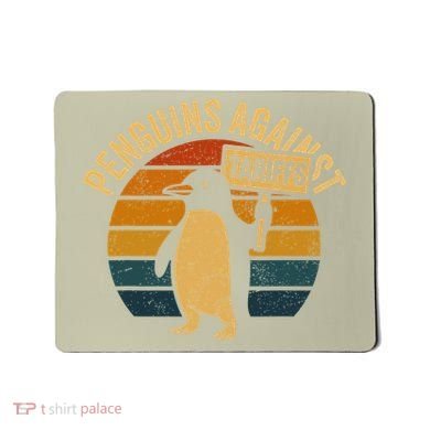 Penguins Against Tariffs Retro Funny Protest Mousepad